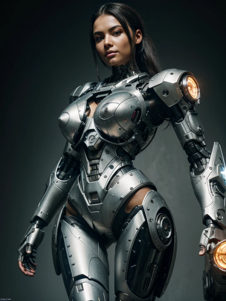 Textured skin, Super Detail, high details, High quality, Best Quality, hight resolution, 1080p, hard disk, Beautiful,(cyborgs),Boob missiles,Machine gun on the back,beautiful cyborg woman,Mecha Cyborg Girl,Battle Mode,Girl with a Mecha Body,