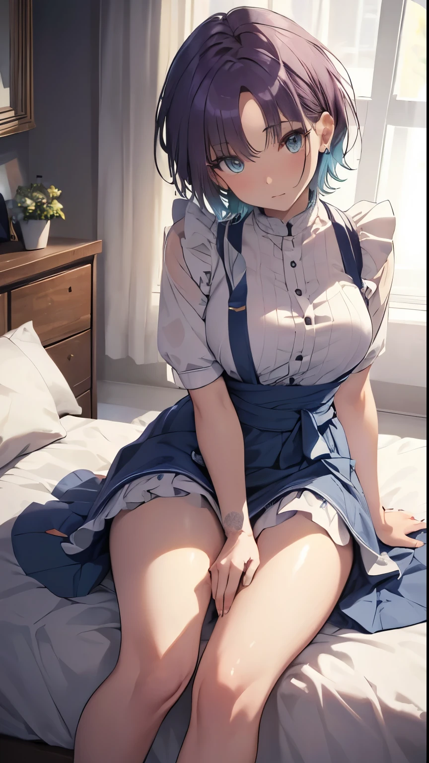 yuriko nanao (million live),(best quality, 8K, masterpiece, ultra detailed:1.2), (lens flare, light particles, sparkle), depth of field, sitting on a luxury hotel bed, 1girl, huge breasts, sexy,light smile,solo,cute,sexy,slender well toned body, innocent, sexy lingerie,wearing a diaphanous lace nightgown,  Bukkake,hairclip, (plump), curvy,fertilization,utch angle, sexually suggestive,inclinando-se para a frente,((Black garters and garter belts)), ((T-back panties))、erotic, sexy, ultra high resolution, 