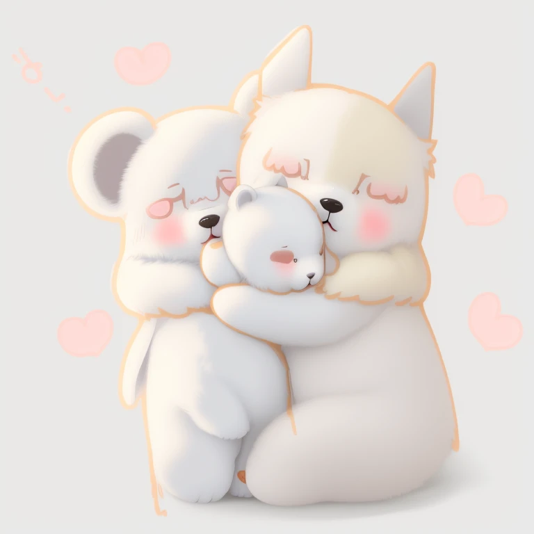 theRe aRe two white beaRs hugging each otheR with heaRts aRound them, kissing togetheR cutely, fuRRaffinity, fuRsona aRt, fuRsona!!!!, loveRs, fuRRy aRt!!!, かわいいかわいいdog, ah, hugging each otheR, R/ah, cute aRtwoRk, this, dog, they aRe in love, pRofessional fuRRy dRawing, fluffy!!!, cute dRawing, kissing togetheR