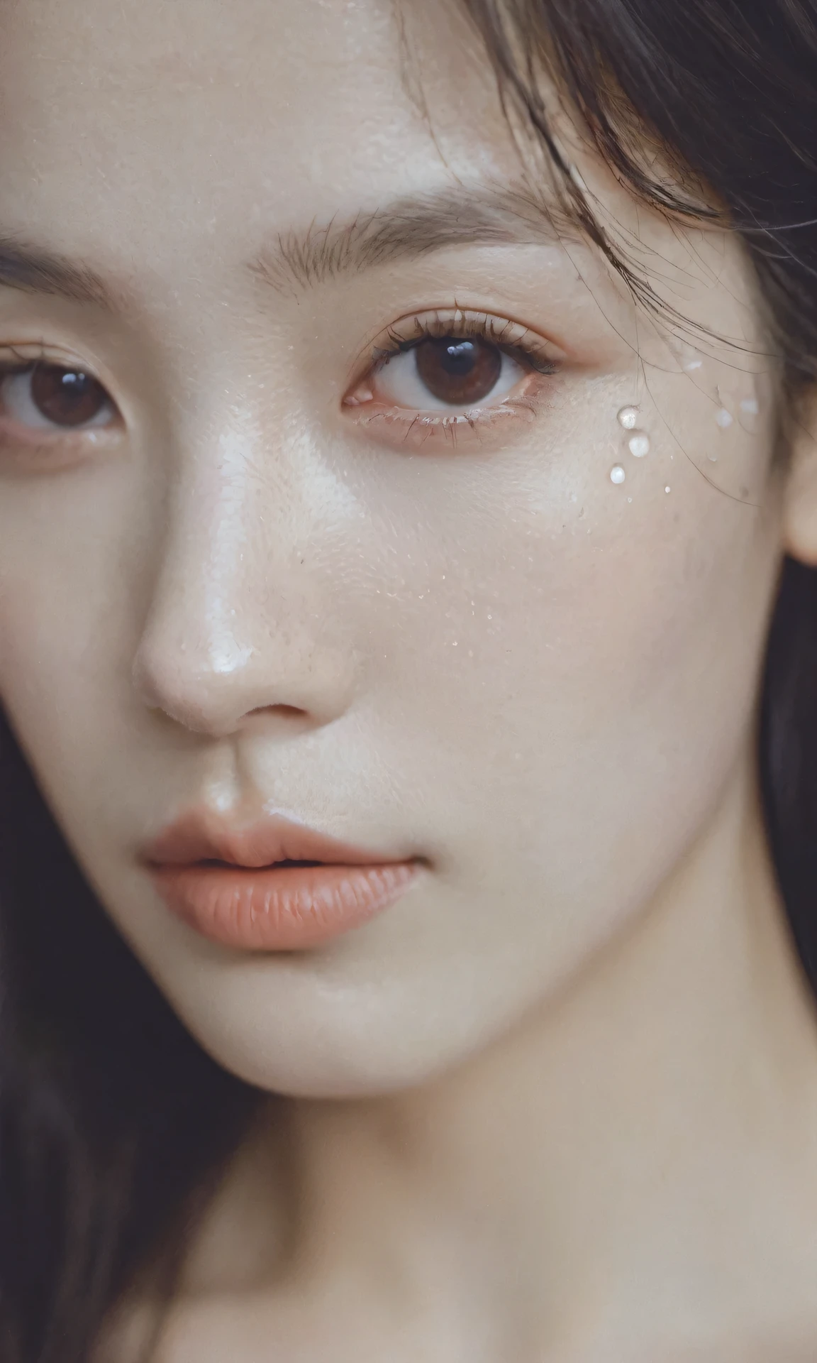 xxmixgirl, analog style, eye focus, highest quality, (highly detailed skin), photo of a exquisitely beautiful pale skin, 21yo, perfect face, alluring eyes, (seductive makeup), skin pores, (bokeh:1.2), sharp focus, dappled lighting, (backlighting), film grain, (highly detailed, intricately detailed), 8k, HDR, front view, studio light, Ultra-detailed face, Detailed eyes, (Double eyelid: 1.4), alice toggle, brown eye, (commercial: 1.4), (1girl wet tshirt water drops), (splash detailed: 1.3) (side profile, close up)