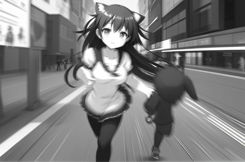 there is a drawing of a woman holding a pair of scissors, sketch of a lucid dream, intoxicatingly blurry, animatic, stylistic blur, [ conceptual art ]!!, blurry and dreamy illustration, motionblur, blurry and glitchy, rough sketch, some background blur, the anime girl is running, black and white manga panel, deblur