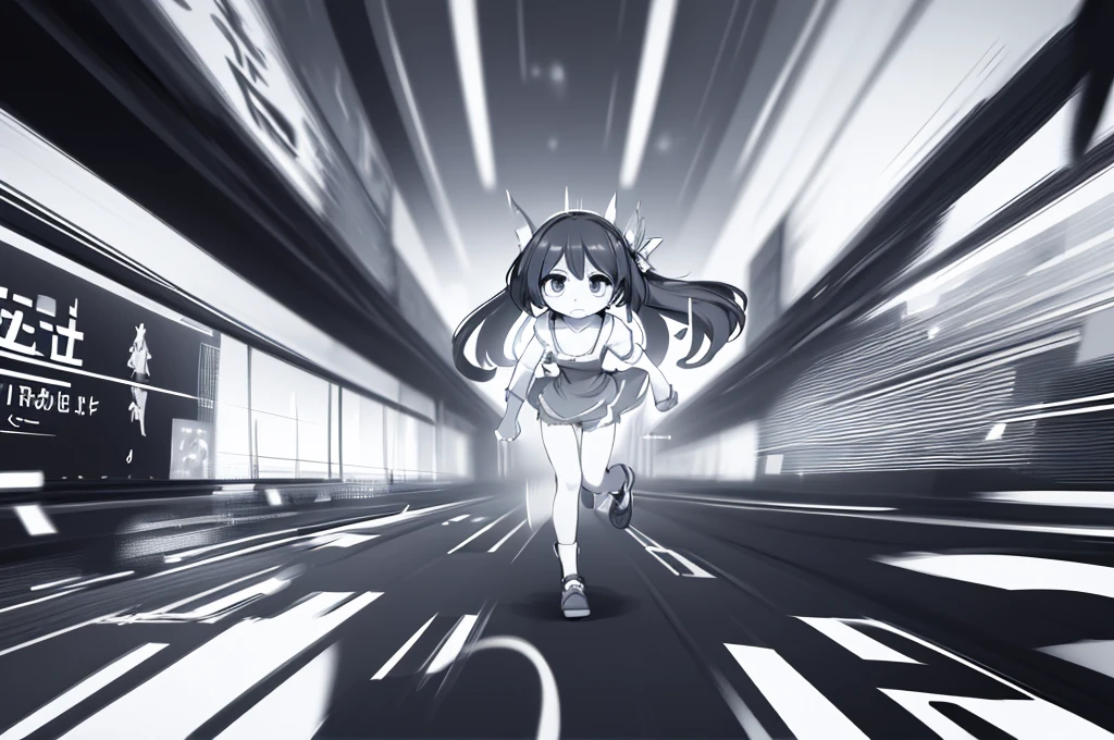 there is a drawing of a woman holding a pair of scissors, sketch of a lucid dream, intoxicatingly blurry, animatic, stylistic blur, [ conceptual art ]!!, blurry and dreamy illustration, motionblur, blurry and glitchy, rough sketch, some background blur, the anime girl is running, black and white manga panel, deblur