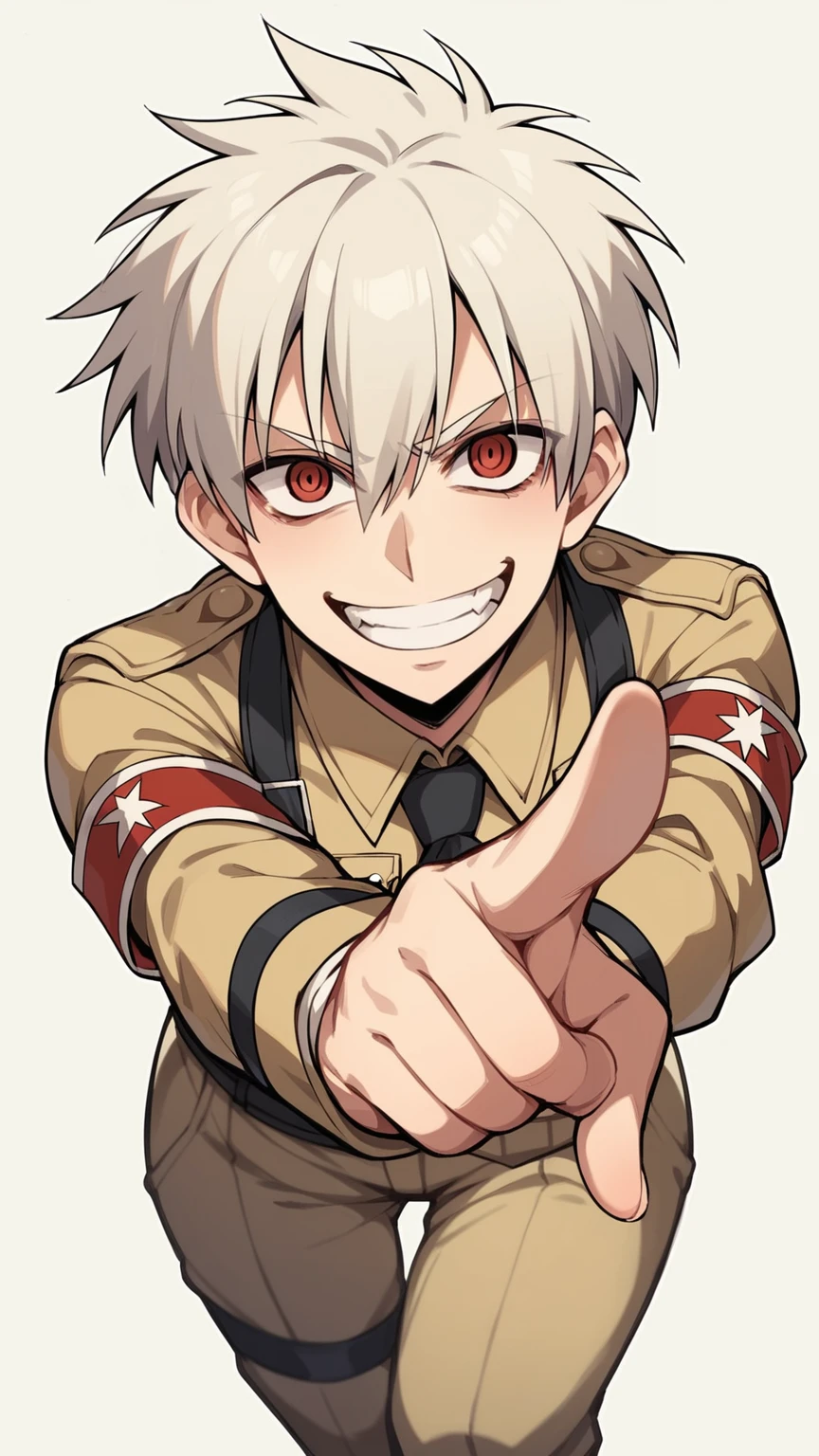 score_9, score_8_up, score_7_up, score_6_up, score_5_up, score_4_up, source_anime, BREAK, seras victoria, hellsing, looking at viewer, pointing at viewer, pointing, holding laugh, giggle,, face closeup, closeup, pointing at viewer, humiliation