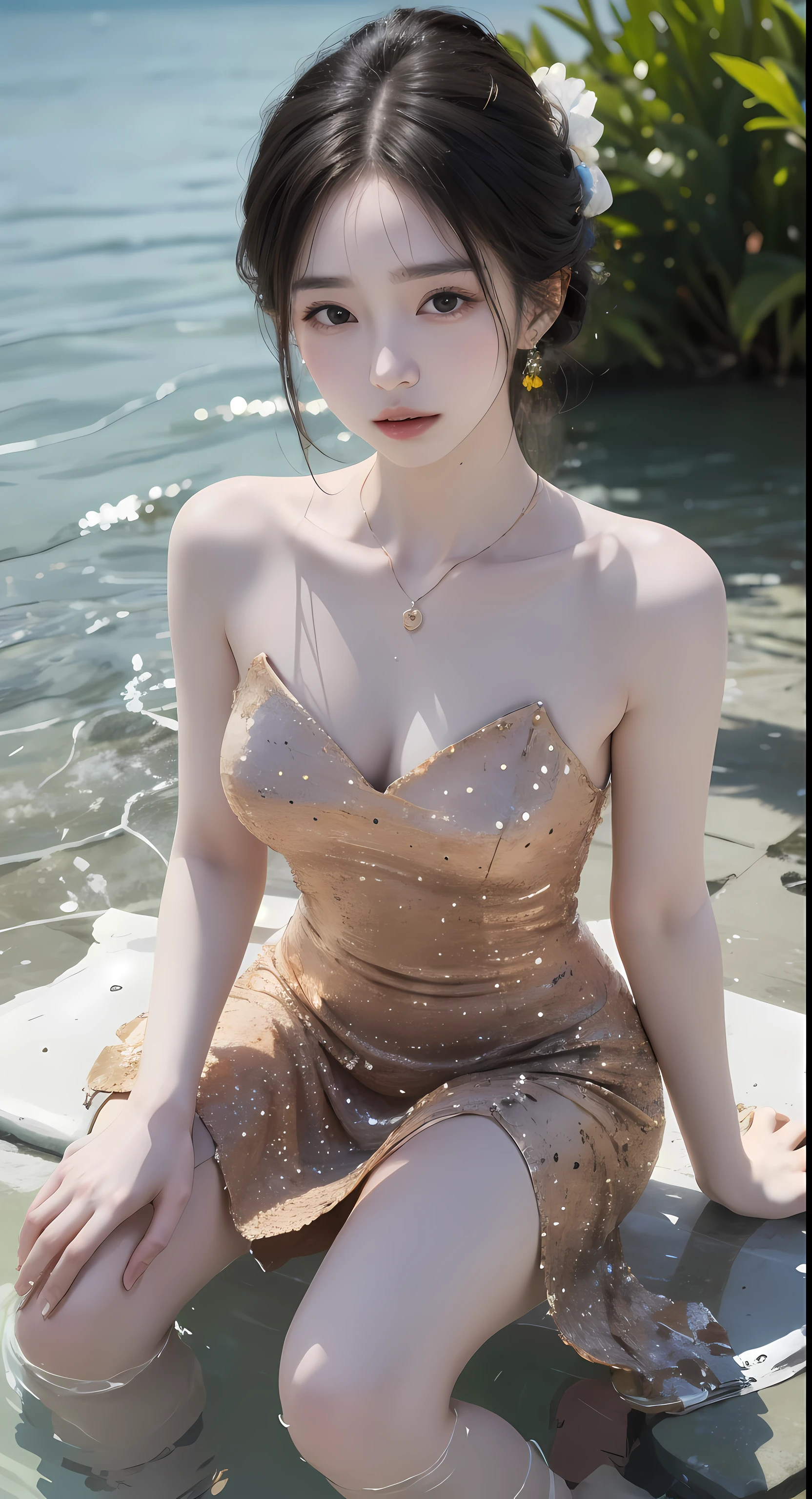 gufeng,bare shoulders,best quality，masterpiece，ultra high resolution，Clear face,（realism：1.4），original photo，cold light，woman wearing transparent clothes underwater，full body image，wallpaper anime blue water，Gurwitz-style artwork，water magic closeup fantasy，author：Yang Jie，Gurwitz，A beautiful artistic illustration，Water Nymphs，Beautiful digital artwork，Beautiful digital illustration，Li Song，A beautiful anime portrait，a bull&#39;Art style