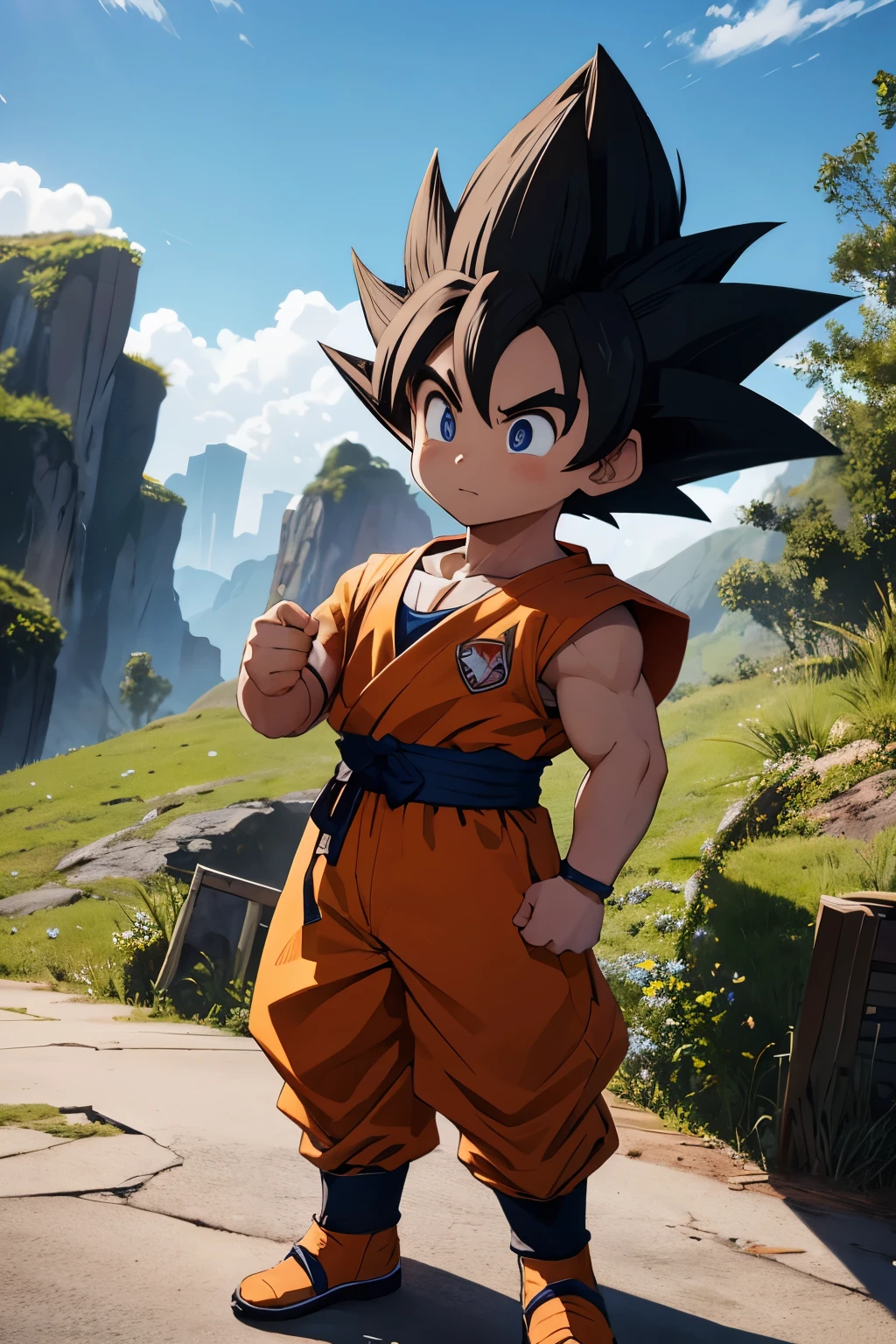 Goku standing alone outdoor with vegeta