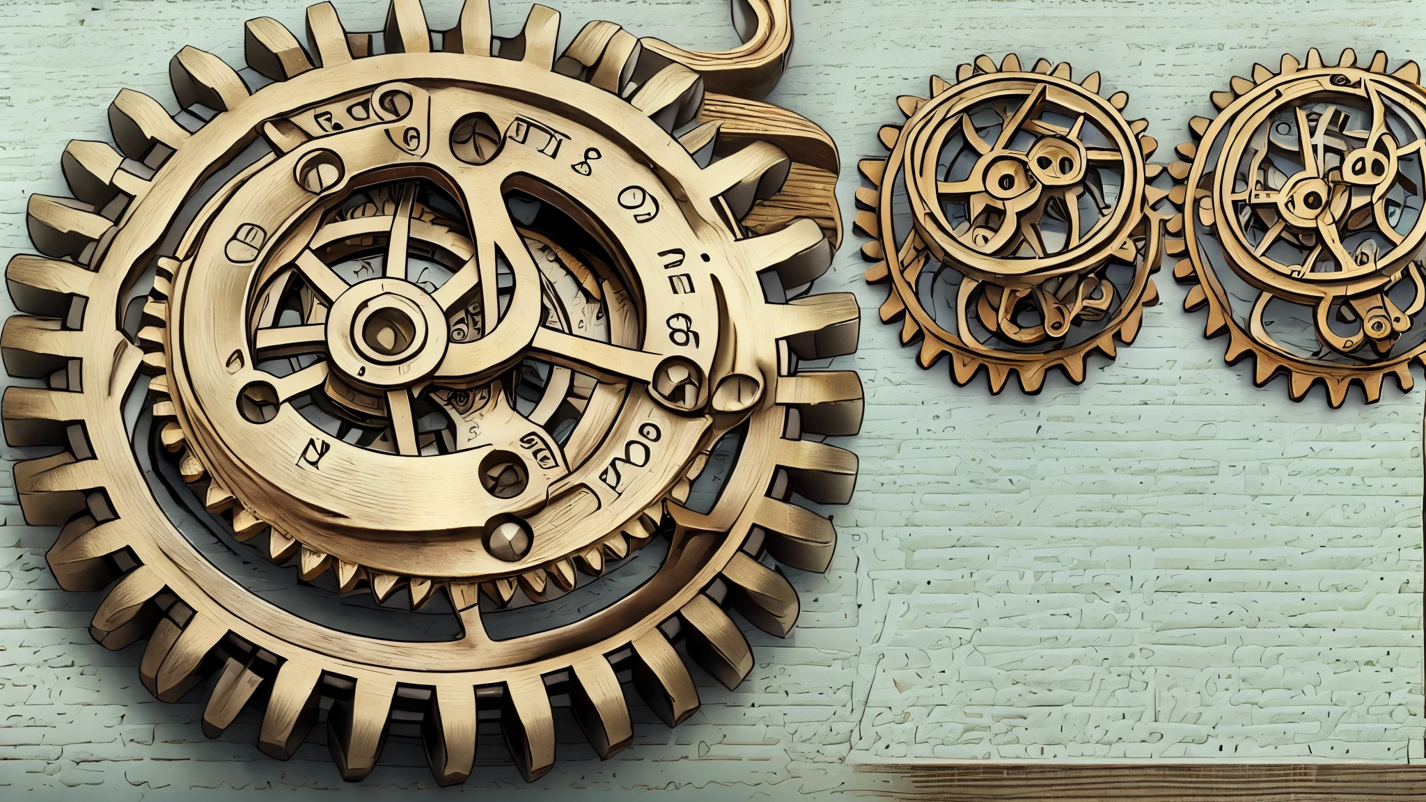 detailed gears, intricate clockwork, steampunk style, antique brass,