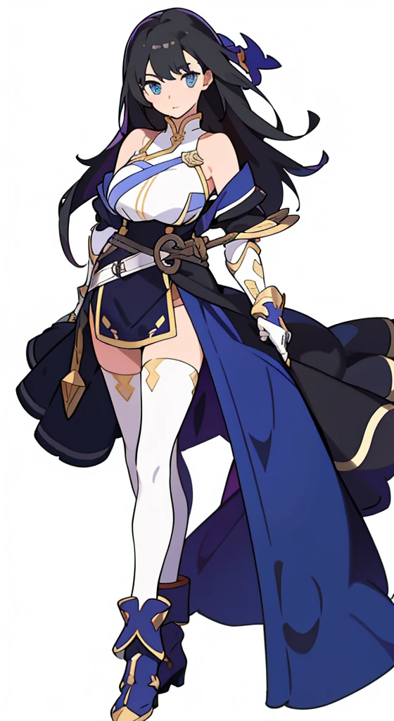 (((Best Quality))) , ((full body)), female, reference sheet, solo, (white background), holding staff or sword, gauntlets, thigh high, loin cloth only, cloak,