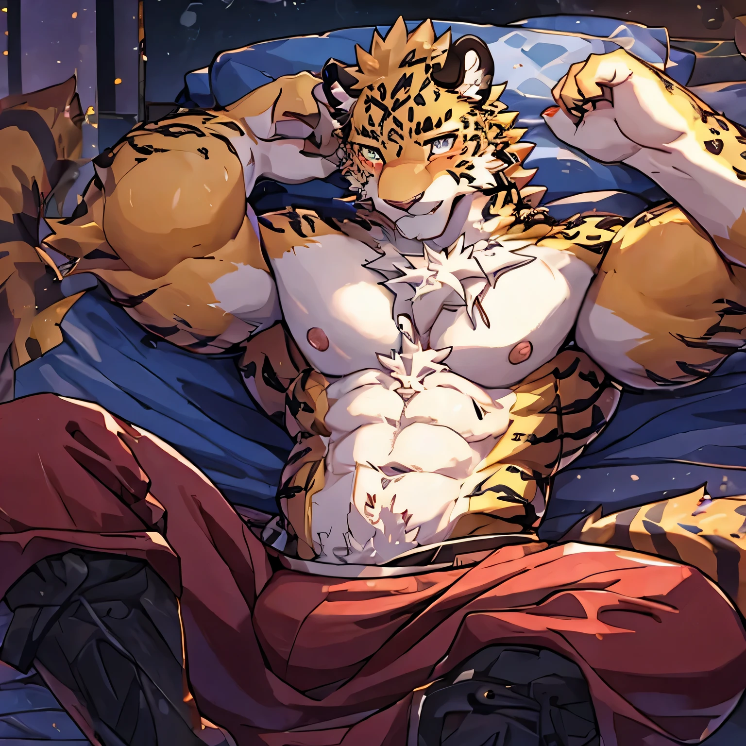 blushing,4k, actual, high detail, super detailed, Leopard,juvenile,Golden fur,Succubus,Succubus Wings,On the stomach