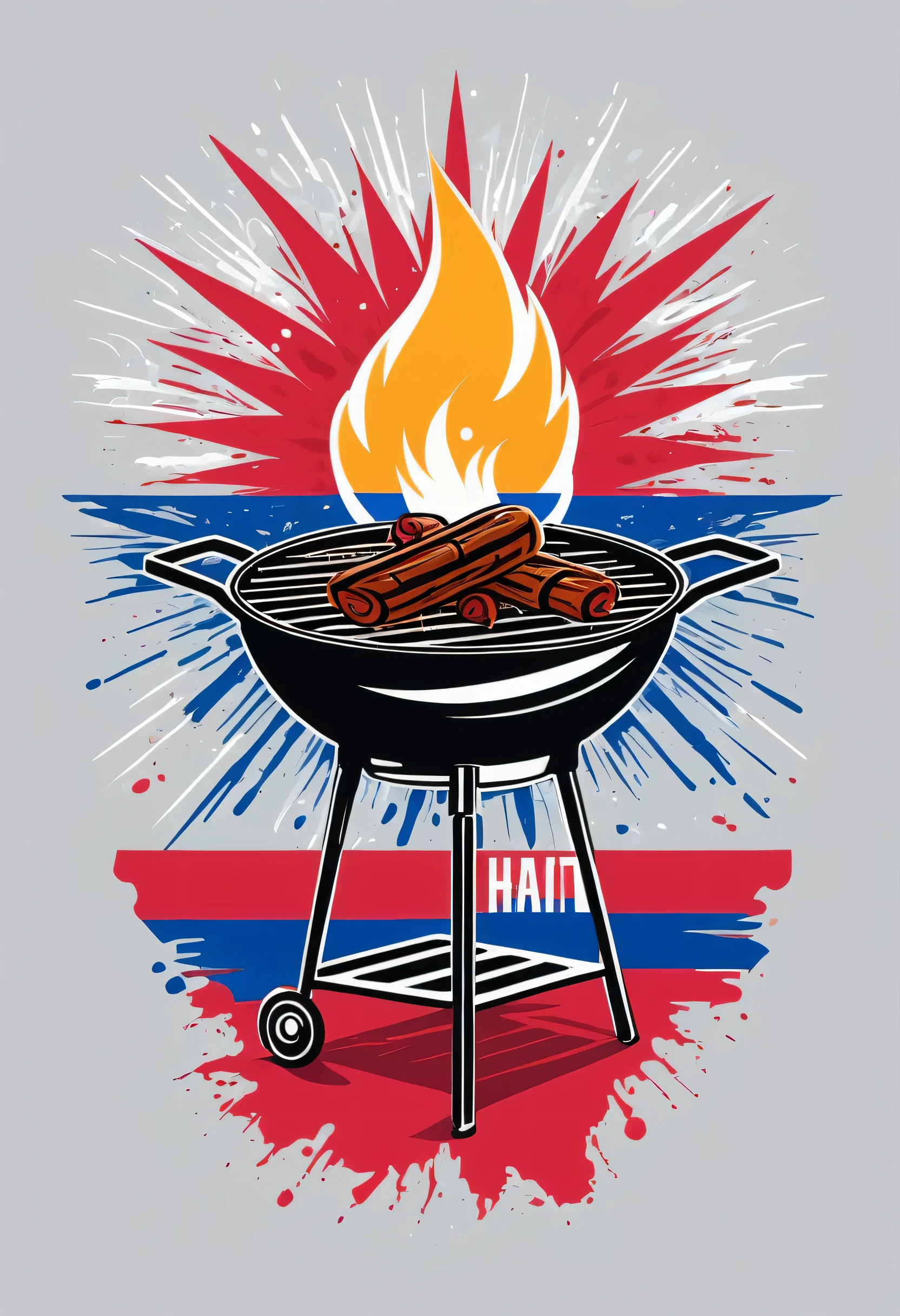 design a t-shirt that represents the power shift and revolution currently taking place in Haiti. Include a word Barbecue but with a sick, bold, one-of-a-kind design, vector style, 8k