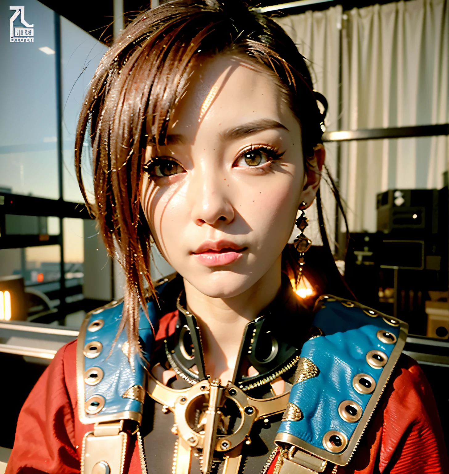 (top-quality:1.2, masterpiece)、ultra high resolution、extremely ultra surrealism, (Photorealsitic:1.4)、Raw photo、(Steampunk Battle Cyborg fallen angel)、large wings made of metal、black porcelain body、red hair、glowy skin、1 Cyborg girl、(mechanical frame:1.3)japanese, extremely cute face, ((super realistic details))、portrait、globalillumination、Shadow、octan render、8K、ultrasharp、character edge light、Details of complex ornaments、Acrylic Clear Cover、Sumerian details、Hydraulic cylinder、Small LED lamp、highly intricate detail、Realistic light、a purple eye、radiant eyes、Facing the camera、neon details、cowboy shot、Futuristic headgear、About Cyberpunk