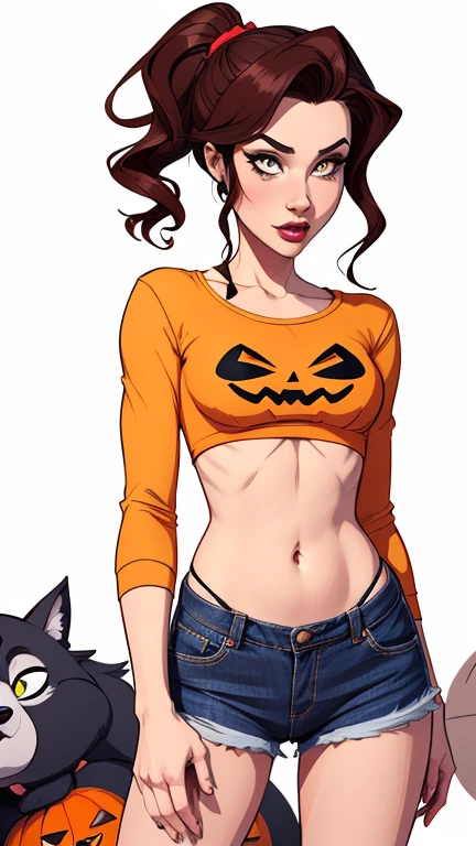Personagens femininas s maldosas sadomasoquistas animado:1.2), mulher Imagem de desenho animado de uma mulher , cartoon style illustration, estilo de arte dos desenhos animados, estilo de arte dos desenhos animados, digital illustration style, design de personagens altamente detalhado, arte digital detalhada fofa, beautiful digital illustration character design, de alta qualidade, arte em quadrinhos, do design do personagem, white background Buso without clothes and medium breasts. Halloween naughty little witch and sexy hot mummy