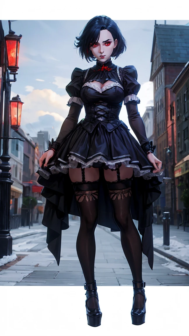 Edward Scissorhands
extra large
Black tights
Gothic dress
black Garter stockings
Super big breasts
red eye
city
full-body shotcity
anime style HD