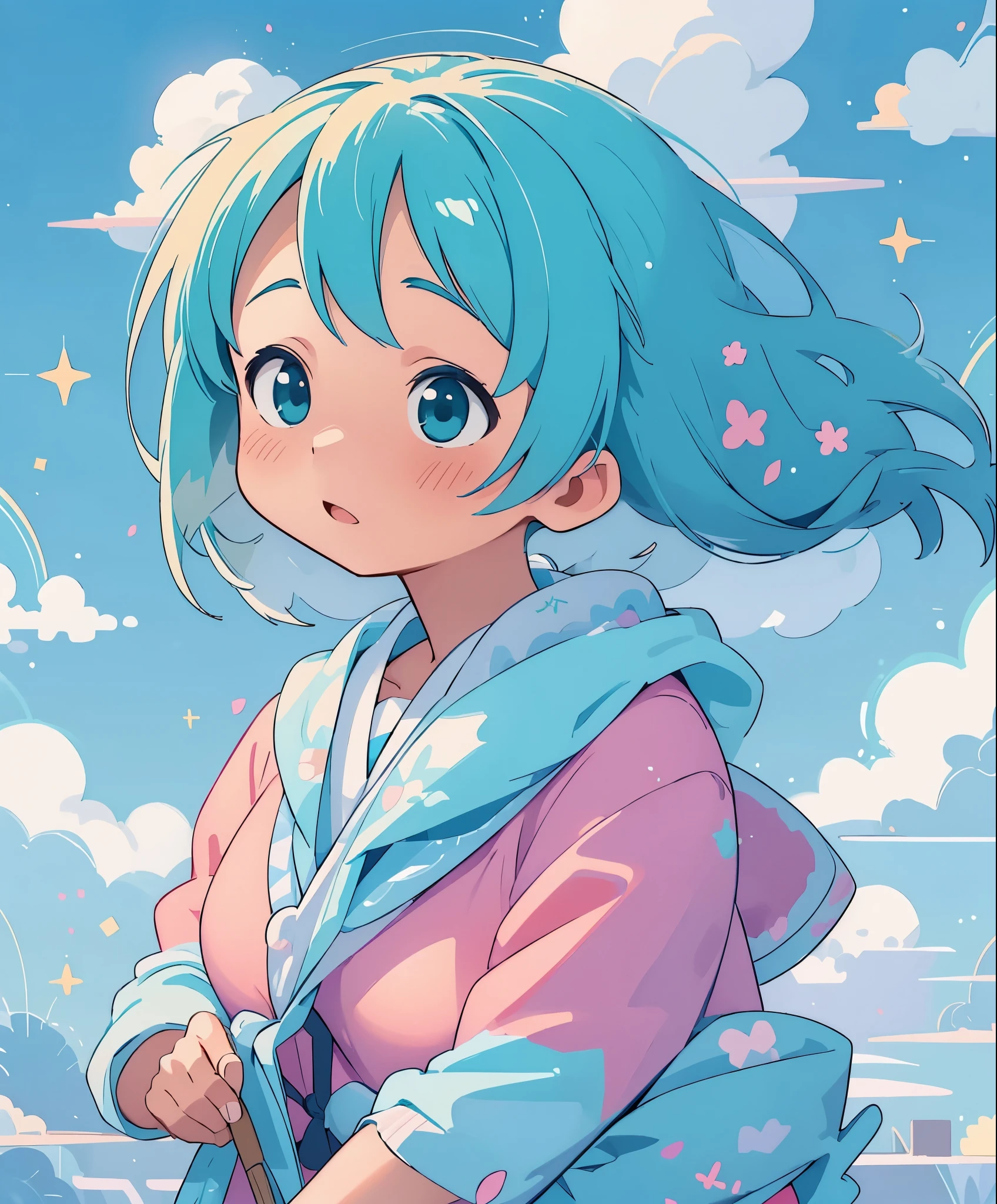 (masterpiece、highest quality、highest quality、official art、beautiful beautiful:1.2)、(1 girl:1.3)Hatsune Miku、twin tails,big breasts,満月を背景に月明かりの下で自転車に乗るanime girl, anime moe art style, mikudayo, Chibi anime girl, chibi girl, anime chibi, watercolor nendoroid, cute animeの女の子, (anime girl), chibi art, cute art style, Anime visuals of cute girls, Chibi Anime, pixiv, cute anime, starry sky!!