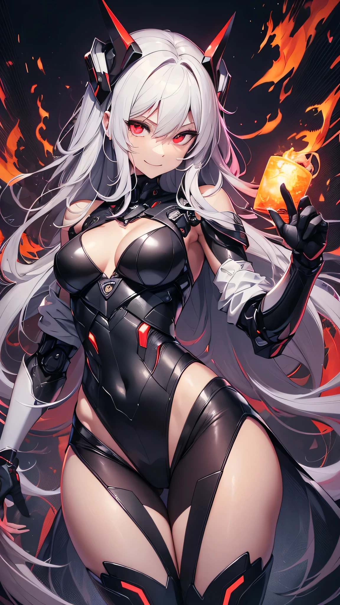 最high quality、best image quality、masterpiece、android girl((18-year-old、 By becoming、vest bust、medium bust,wide open breast tea、red glowing eyes, water hair、messy hair、long hair、thin,highest valley、Blue robot body、Shiny red body、Close ~ eyes、attack、Show the whole body、robot arm、robot feet、villain、evil smile、bad smile、laugh loudly、villain pose、Black robot wings,sharp nails、prick々New body parts、With a big sword、floating in the air)),high quality、beautiful art、background((dark bio facility、dark room、Infrared Sensor、red lighting、evil aura))、Flight、debris flies、Depth of written boundary、movie、visual art、perfect art、8K,genuine、