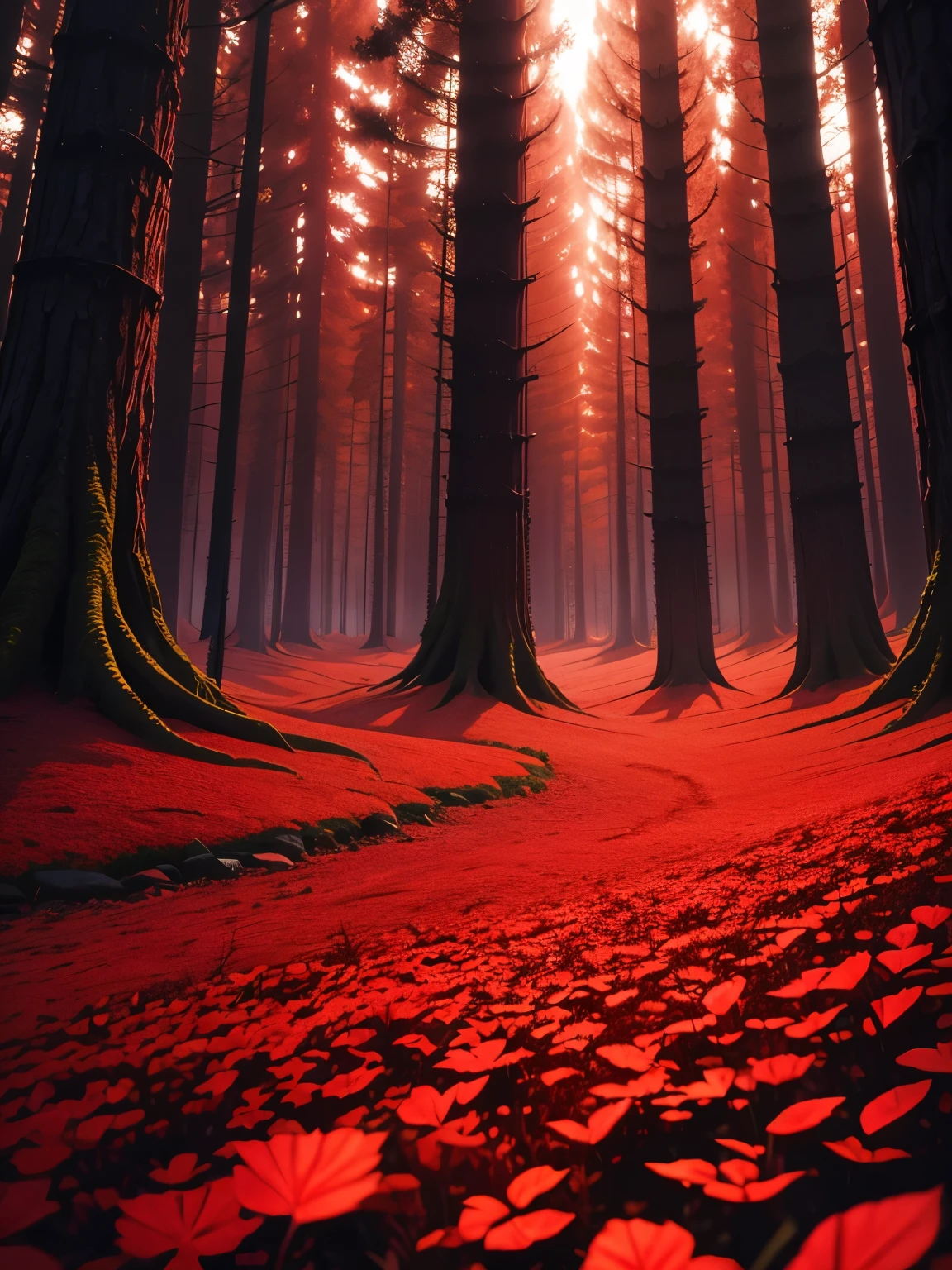 crimson forest, ultra detailed, high quality, 8k resolution