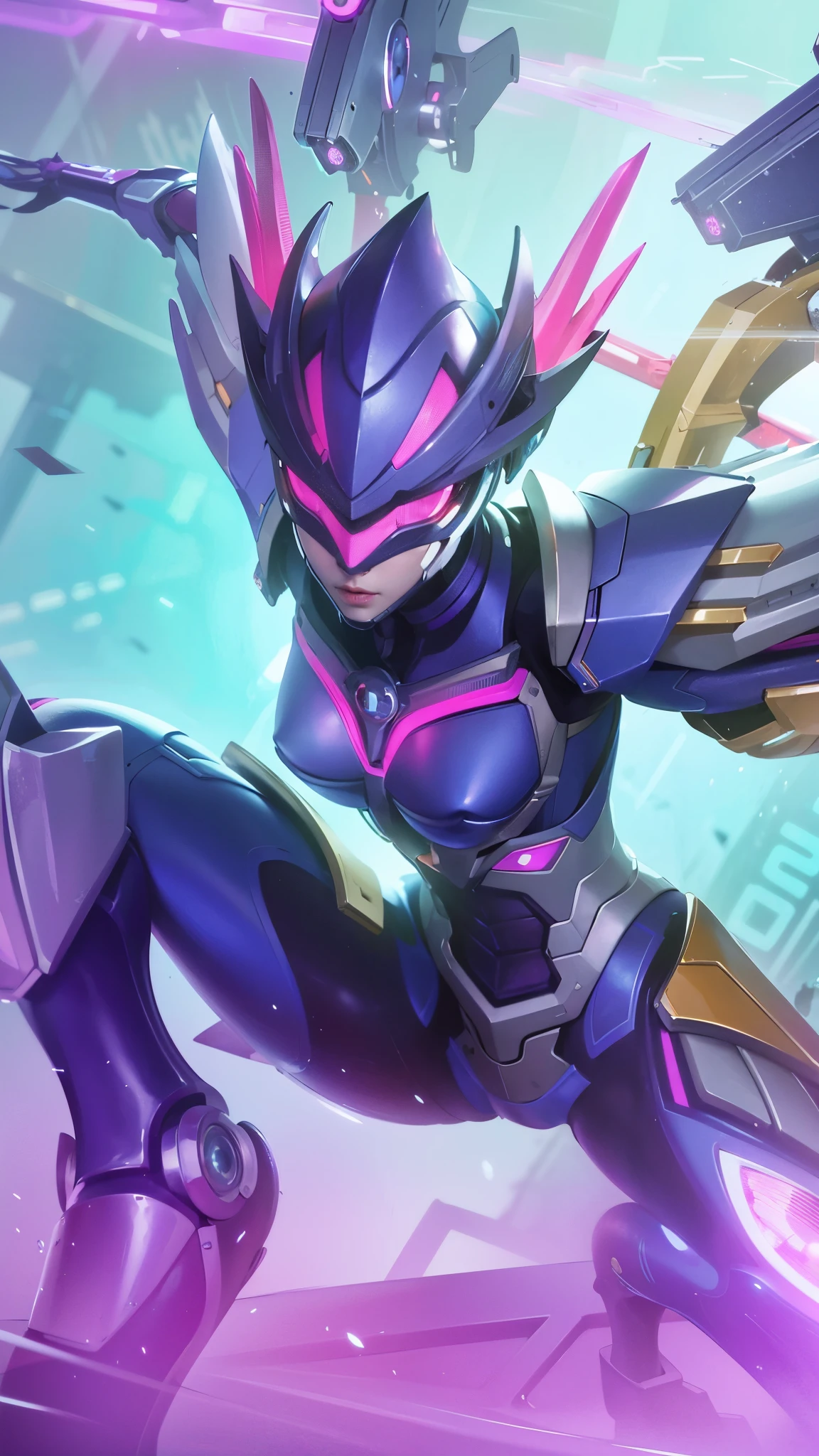 a close up of a robot with a futuristic look on its face, extremely detailed artgerm, overwatch fanart, girl in mecha cyber armor, graphic artist artgerm, style artgerm, echo from overwatch, overwatch splash art, fiora from league of legends, range murata and artgerm, artgerm jsc, league of legends style art, 8k, ultra hd, ultra detailed texture, hyper realistic, masterpiece, detailed texture, detailed face, detailed skin, detailed lighting, (photorealistic:1.5), best quality, beautiful lighting, cinematic lighting, professional lighting, ultra highres, realistic, high quality, (realskin:1.5), extremely detailed, finely detail, ultra-detailed