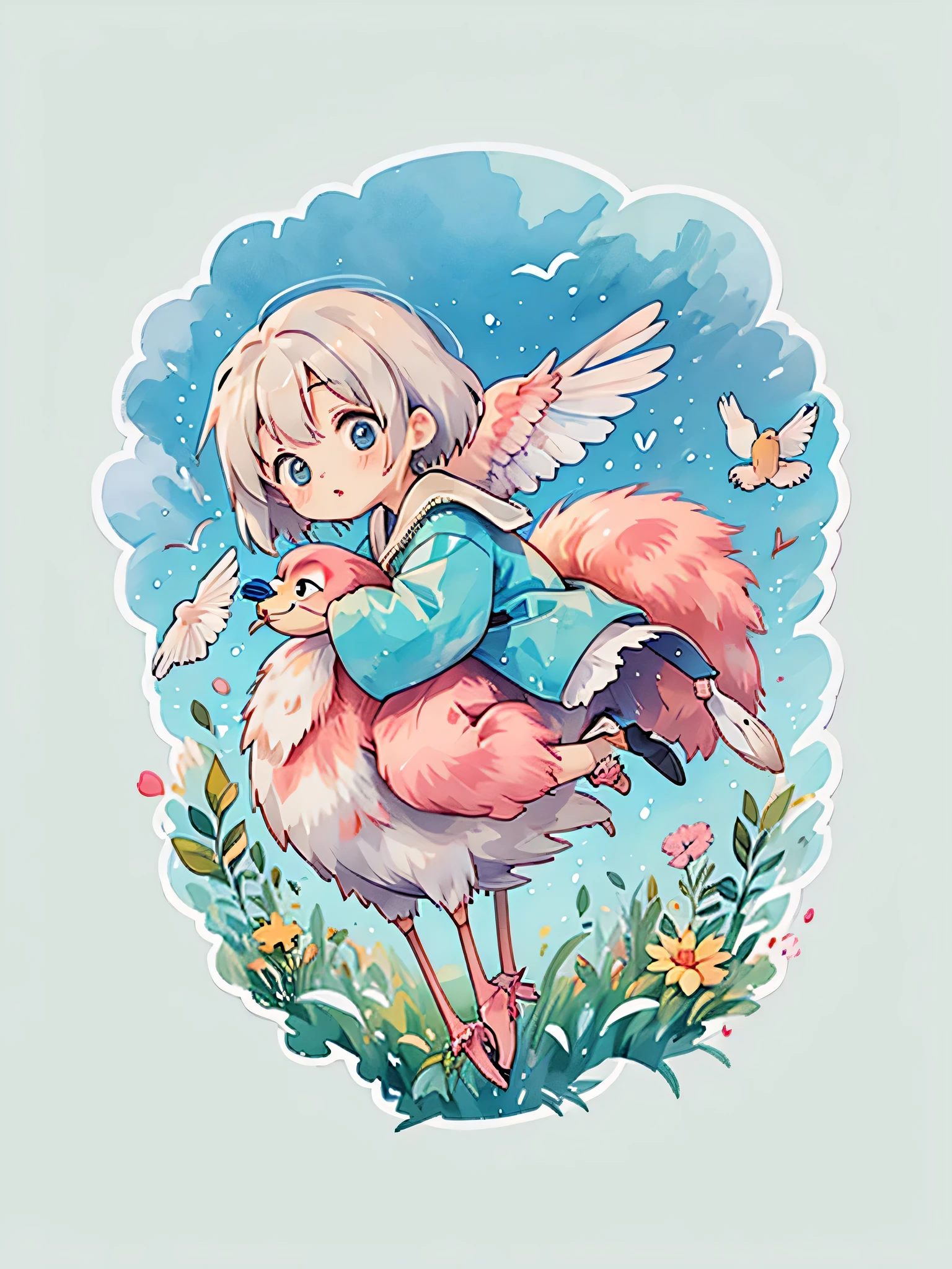 Hayao Miyazaki、Kawaii Design, most beautiful girl ever、Chibi, birdie、High walls