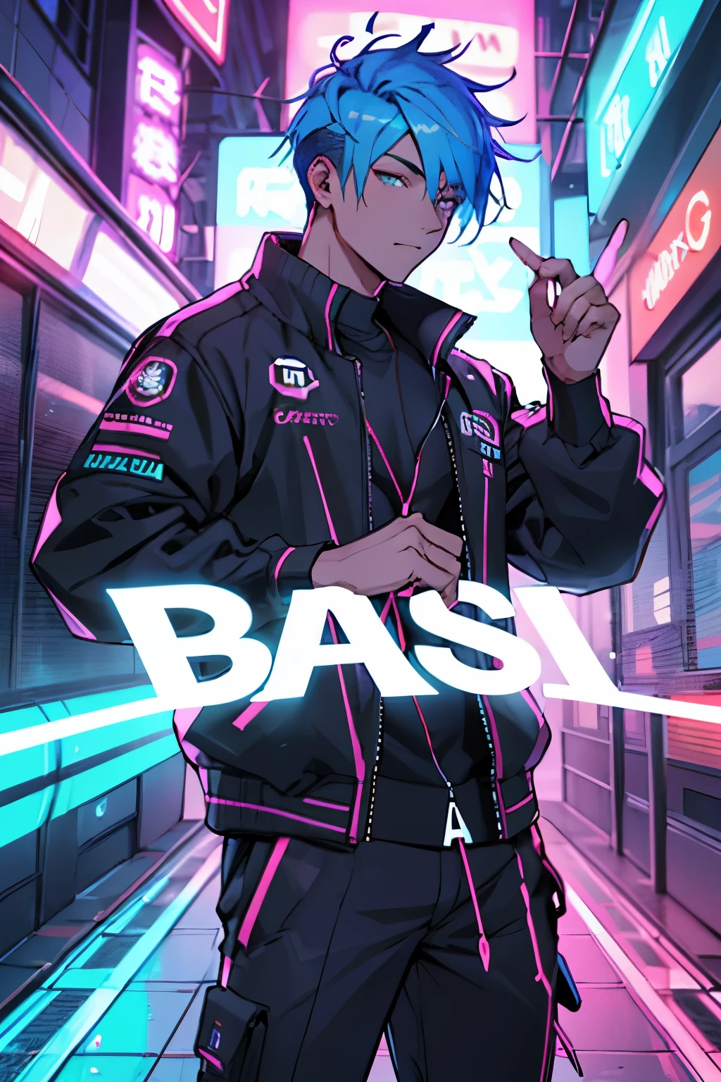 creates a logo with a neon style and with the name HOSHI