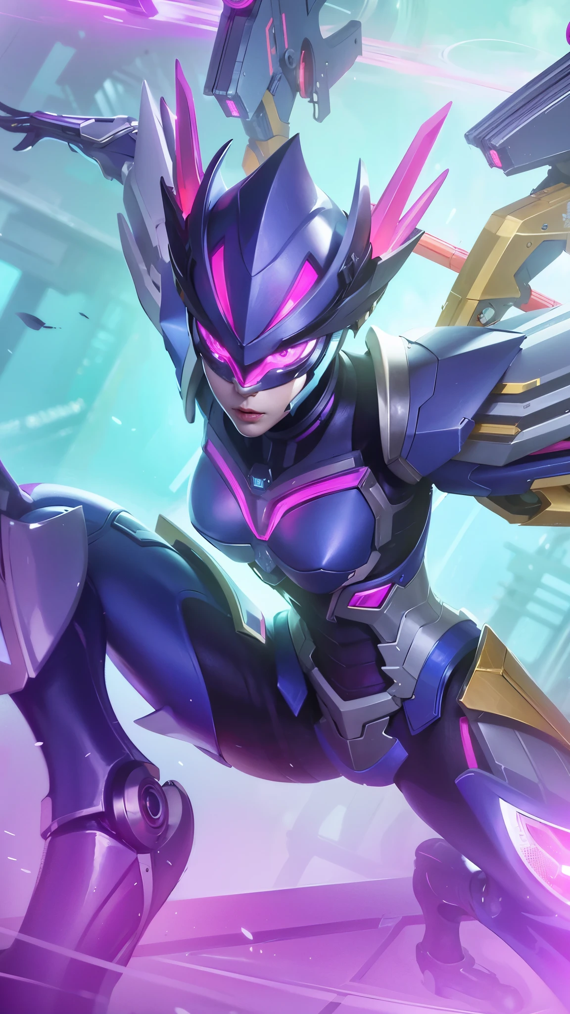 a close up of a robot with a futuristic look on its face, extremely detailed artgerm, overwatch fanart, girl in mecha cyber armor, graphic artist artgerm, style artgerm, echo from overwatch, overwatch splash art, fiora from league of legends, range murata and artgerm, artgerm jsc, league of legends style art, 8k, ultra hd, ultra detailed texture, hyper realistic, masterpiece, detailed texture, detailed face, detailed skin, detailed lighting, (photorealistic:1.5), best quality, beautiful lighting, cinematic lighting, professional lighting, ultra highres, realistic, high quality, (realskin:1.5), extremely detailed, finely detail, ultra-detailed