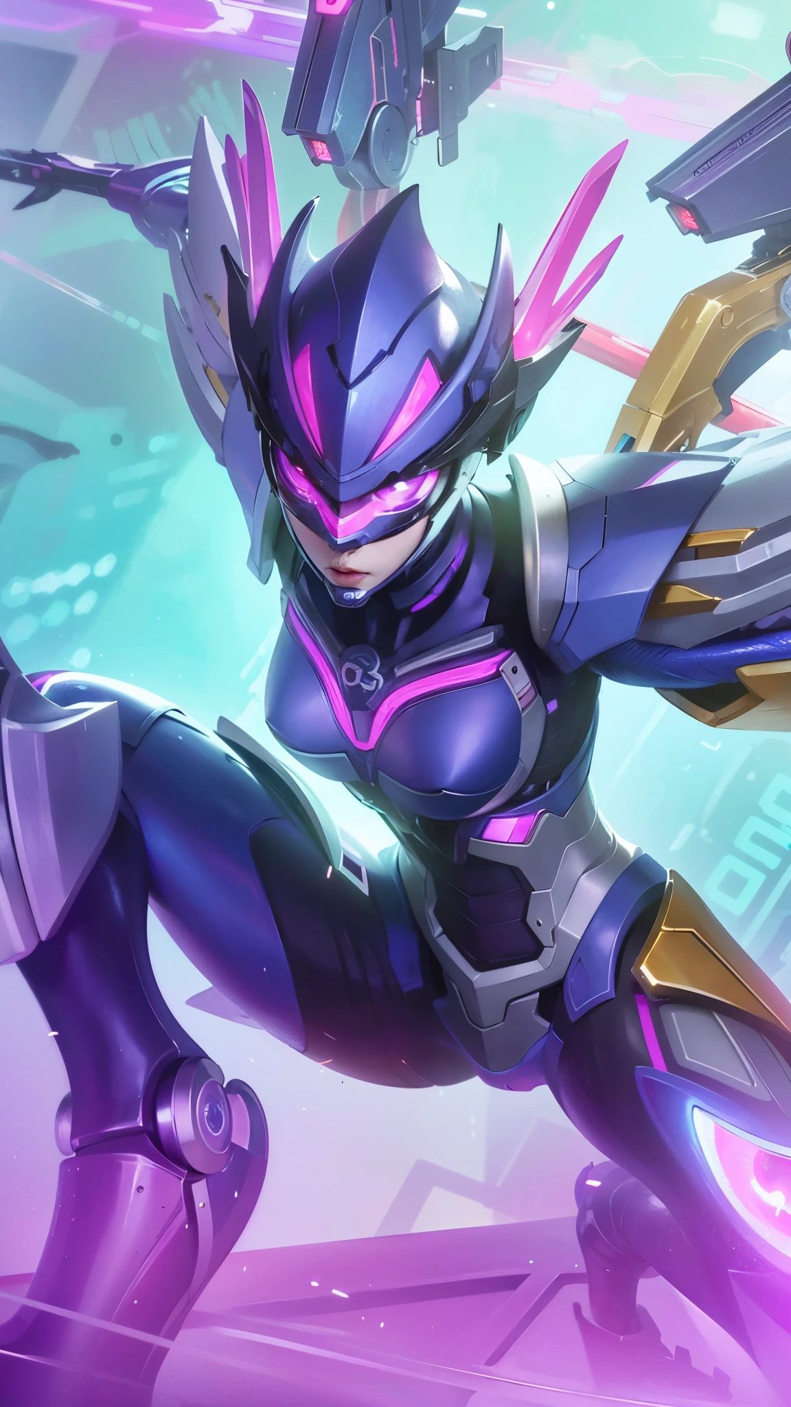 a close up of a robot with a futuristic look on its face, extremely detailed artgerm, overwatch fanart, girl in mecha cyber armor, graphic artist artgerm, style artgerm, echo from overwatch, overwatch splash art, fiora from league of legends, range murata and artgerm, artgerm jsc, league of legends style art, 8k, ultra hd, ultra detailed texture, hyper realistic, masterpiece, detailed texture, detailed face, detailed skin, detailed lighting, (photorealistic:1.5), best quality, beautiful lighting, cinematic lighting, professional lighting, ultra highres, realistic, high quality, (realskin:1.5), extremely detailed, finely detail, ultra-detailed