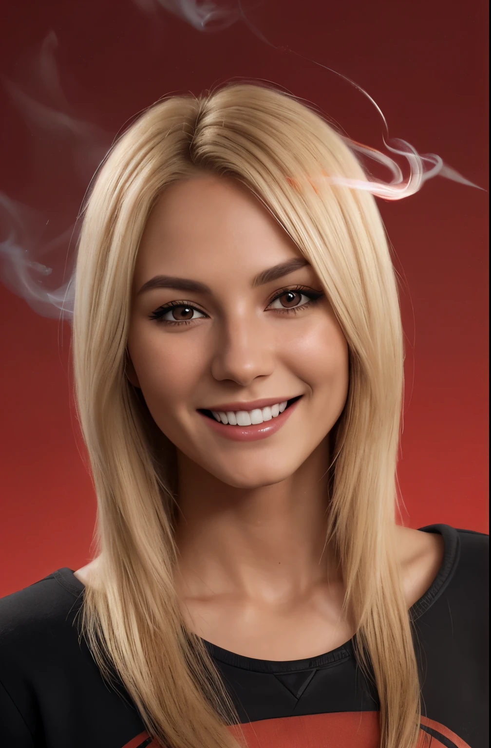 DV_S2_La_Texia_Vicious (Bleach Blonde:1.4)(Skinny, Slim, Slender, Abs, Tanned:1.4)((Red Theme, Red backdrop:1.4)) (Facial Close-Up Shot:1.5) wearing (Black sweatshirt :1.4) 35mm, F/2.8 ((Photo Focus, DOF, Aperture, insanely detailed and intricate, character, hypermaximalist, elegant, ornate, beautiful, exotic, revealing, appealing, attractive, amative, hyper realistic, super detailed, heresy flares))(volumetric red smoke:1.3) (lens flare:1.2)(smiling at the viewer:1.3)