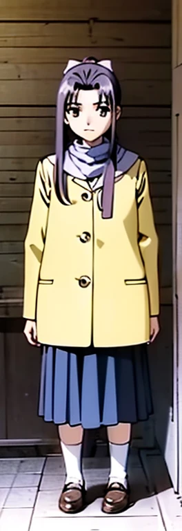 Momoko Koigakubo is standing wearing a coat。