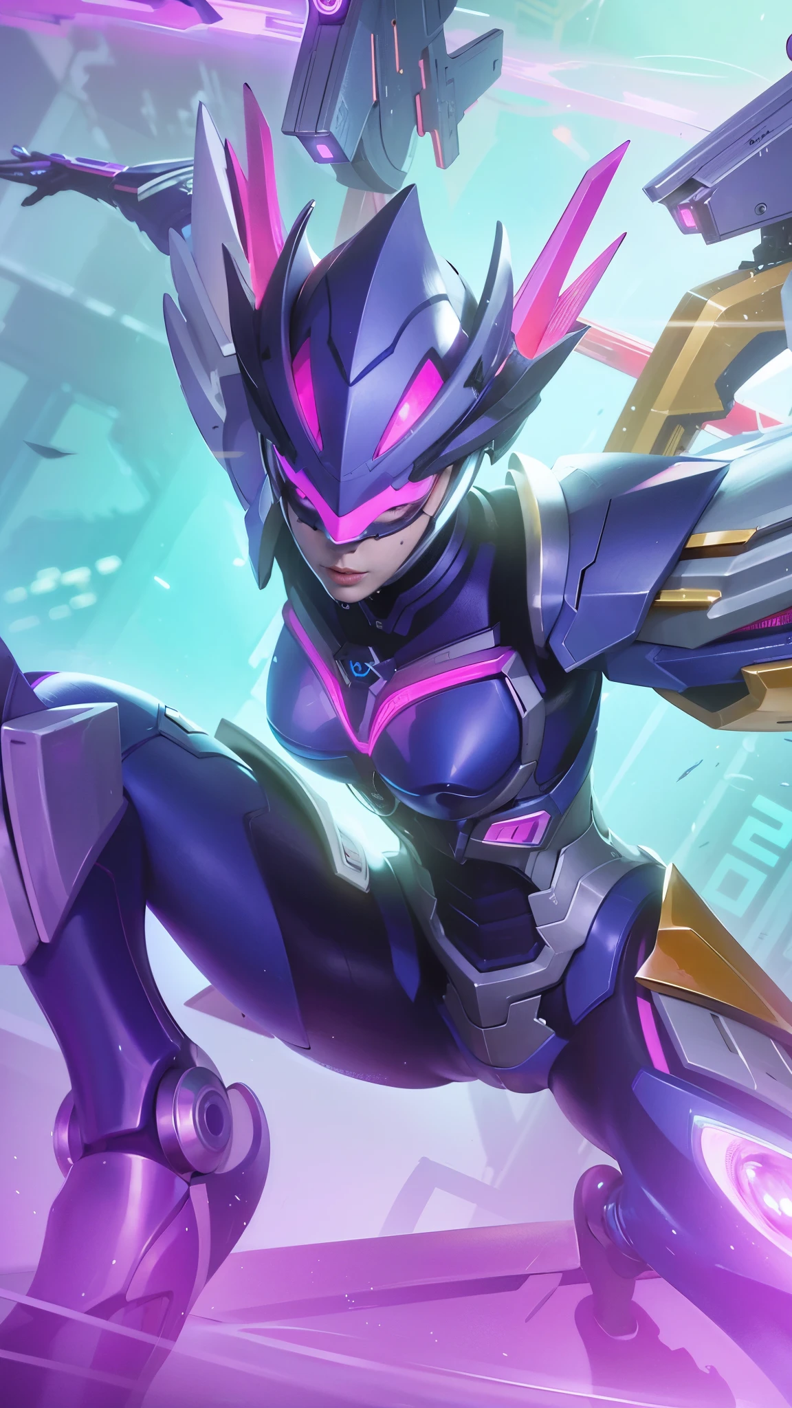 a close up of a robot with a futuristic look on its face, extremely detailed artgerm, overwatch fanart, girl in mecha cyber armor, graphic artist artgerm, style artgerm, echo from overwatch, overwatch splash art, fiora from league of legends, range murata and artgerm, artgerm jsc, league of legends style art, 8k, ultra hd, ultra detailed texture, hyper realistic, masterpiece, detailed texture, detailed face, detailed skin, detailed lighting, (photorealistic:1.5), best quality, beautiful lighting, cinematic lighting, professional lighting, ultra highres, realistic, high quality, (realskin:1.5), extremely detailed, finely detail, ultra-detailed