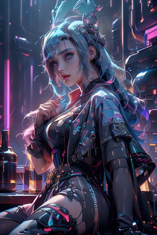 ((Best Quality)), ((Masterpiece)), (Detail: 1.4), 3D, A Beautiful Cyberpunk Female Figure, HDR (High Dynamic Range), Ancient Chinese Costumes, Satin, Ray Tracing, NVIDIA RTX, Super-Resolution, Unreal 5, Subsurface Scattering, PBR Textures, Post-processing, Anisotropic Filtering, Depth of Field, Maximum Sharpness and Clarity, Multi-layer Textures, Albedo and Highlight Maps, Surface Shading, Precise simulation of light-material interactions, perfect proportions, Octane Render, bi-color light, large aperture, low ISO, white balance, rule of thirds, 8K RAW, finger detailing, refined facial features, focus on the face