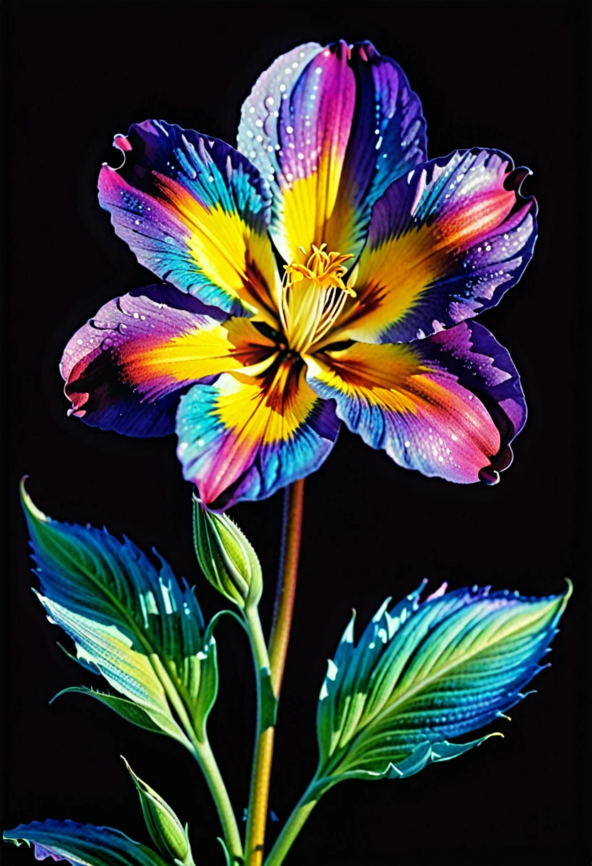 fatastic nature, ultra realism, ultra detail, cibachrome, flower photography, photopainting, 90s, furrowed, vibrant holographic gradient