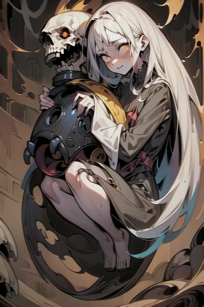 ((girl tied to a machine)), scribble, nightmare, cartoon style, rough sketch, , (masterpiece), (High resolution), (super delicate), (clear), Comic book style illustrations,(Horror elements), full body,(snap shot),crazy illustration, antique, dark atmosphere, flat illustration, creepy appearance, Characteristic hairstyle, creative accessories, Unique atmosphere、