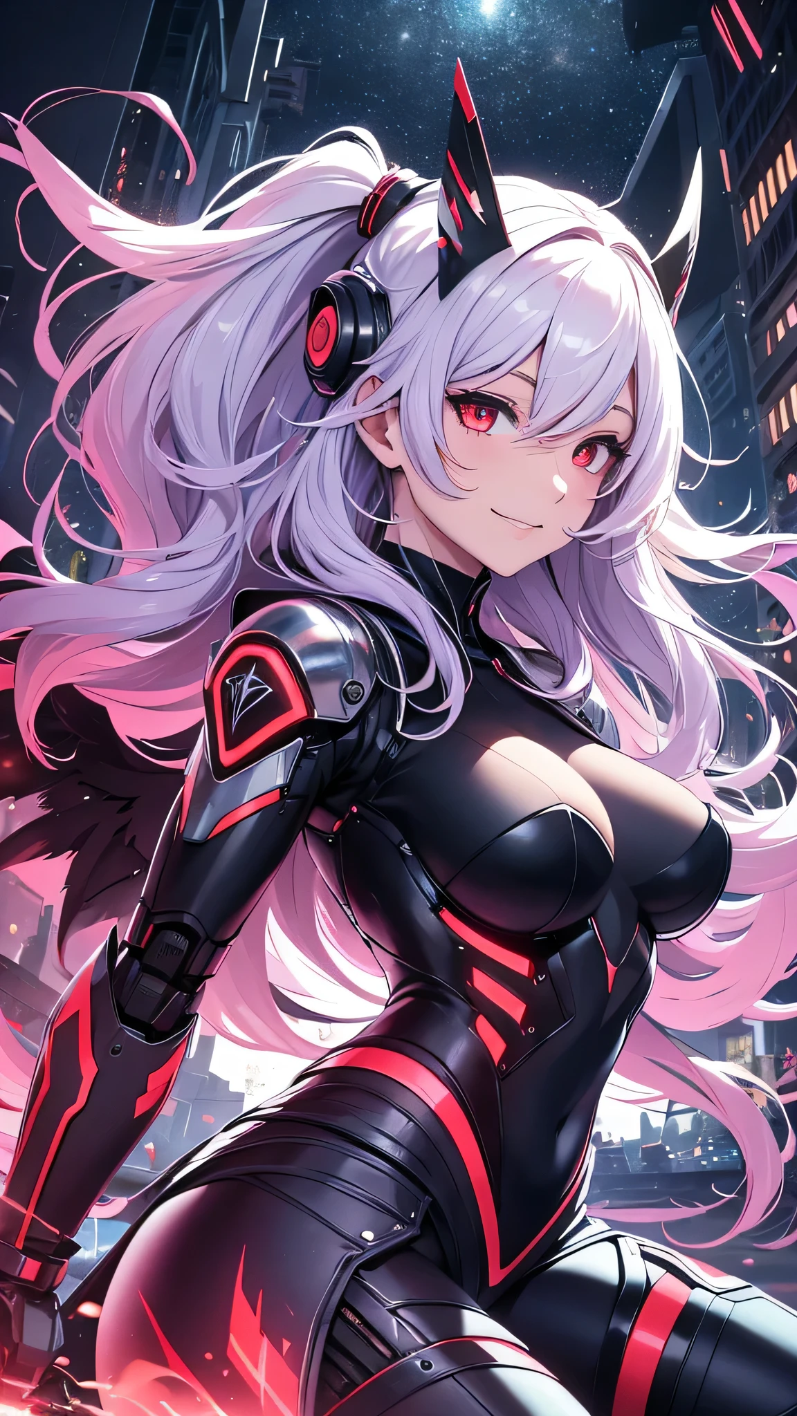 最high quality、best image quality、masterpiece、android girl((18-year-old、 By becoming、vest bust、medium bust,wide open breast tea、red glowing eyes, water hair、messy hair、long hair、thin,highest valley、Blue robot body、Shiny red body、Close ~ eyes、attack、Show the whole body、robot arm、robot feet、villain、evil smile、bad smile、laugh loudly、villain pose、Black robot wings,sharp nails、prick々New body parts、With a big sword、floating in the air、Robot Tail、turn around、emphasize the buttocks)),high quality、beautiful art、background((cyber world))、Flight、debris flies、Depth of written boundary、movie、visual art、perfect art、8K,genuine、