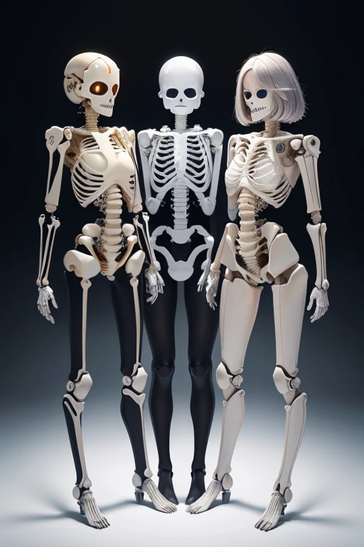 Diagram opening the structure of the human body。naked woman、Female skeleton。