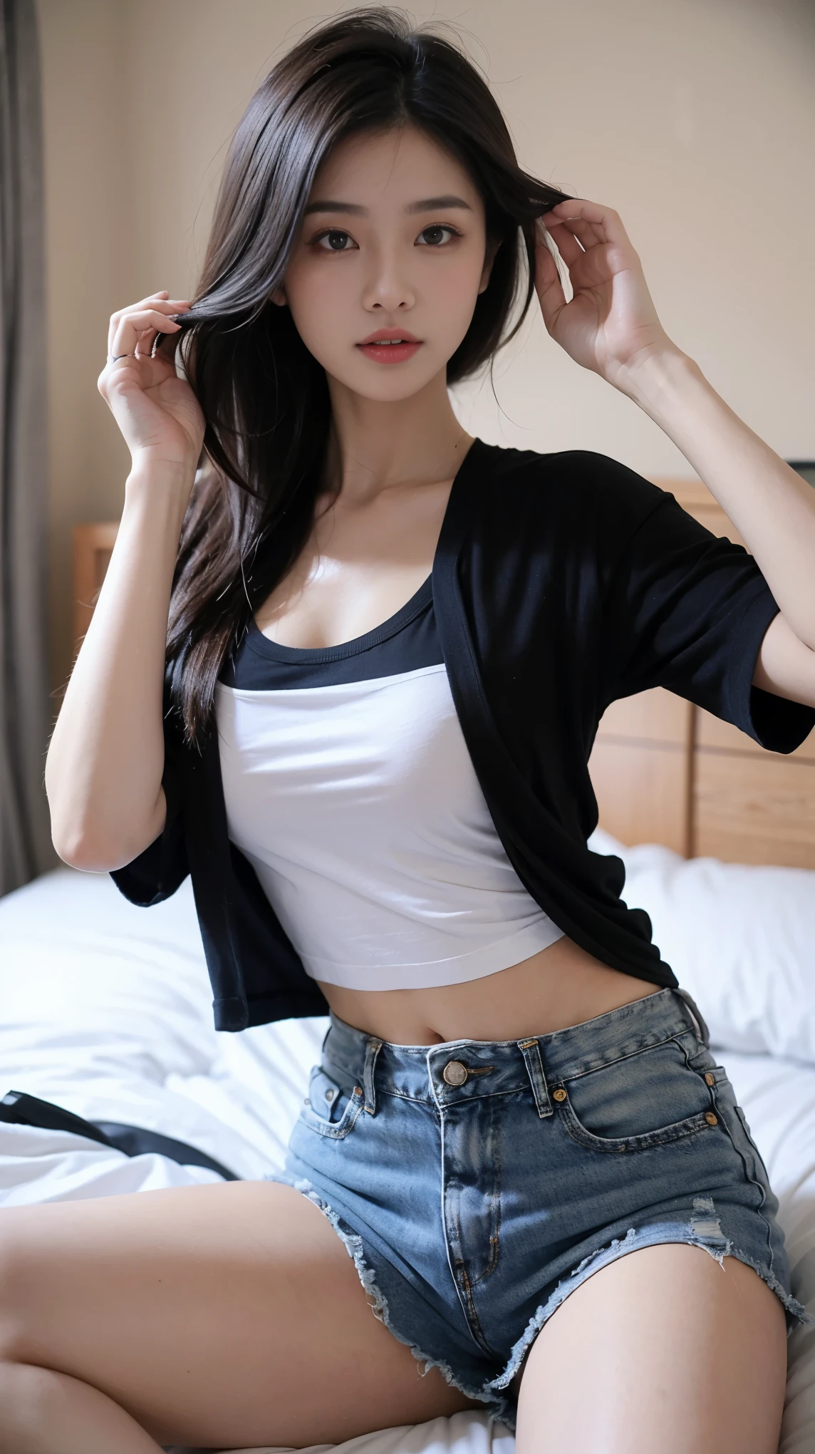 ((Highest quality))、Beauty、Fully open shirt、