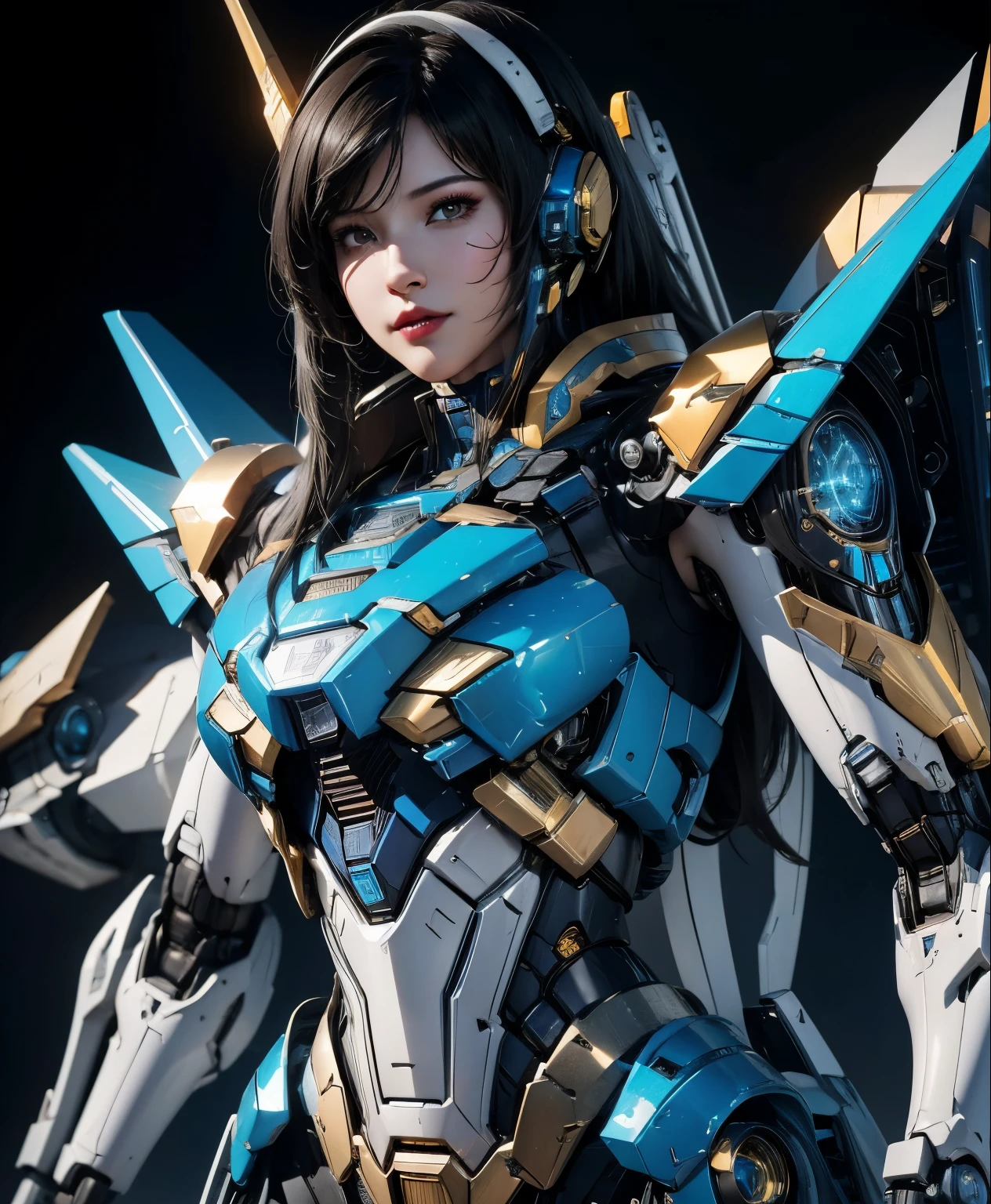 Super detailed, advanced details, high quality, 最high quality, High resolution, 1080p, hard disk,(pharah),(fareeha・amari),beautiful cyborg woman,Mecha cyborg girl,battle mode,Mecha body girl,she is wearing futuristic pharah mecha