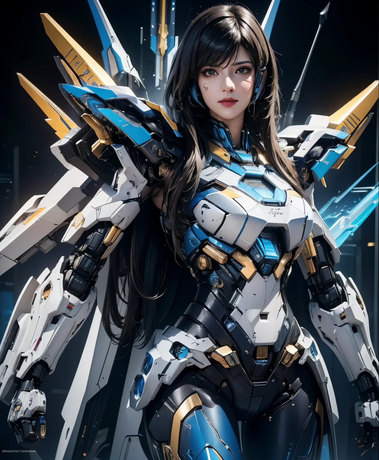 Super detailed, advanced details, high quality, 最high quality, High resolution, 1080p, hard disk,(pharah),(fareeha・amari),beautiful cyborg woman,Mecha cyborg girl,battle mode,Mecha body girl,she is wearing futuristic pharah mecha