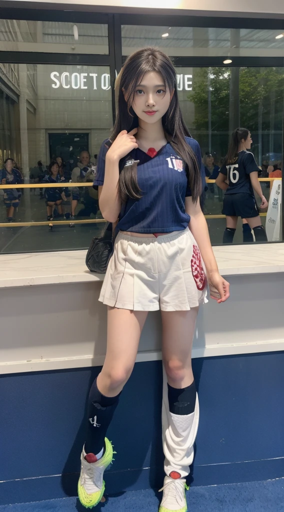 realisitic、Japanese Junior High School Girl、Dark blue bloomers、Small buttocks、japanese gym-suit、Volleyball uniform、opening legs、