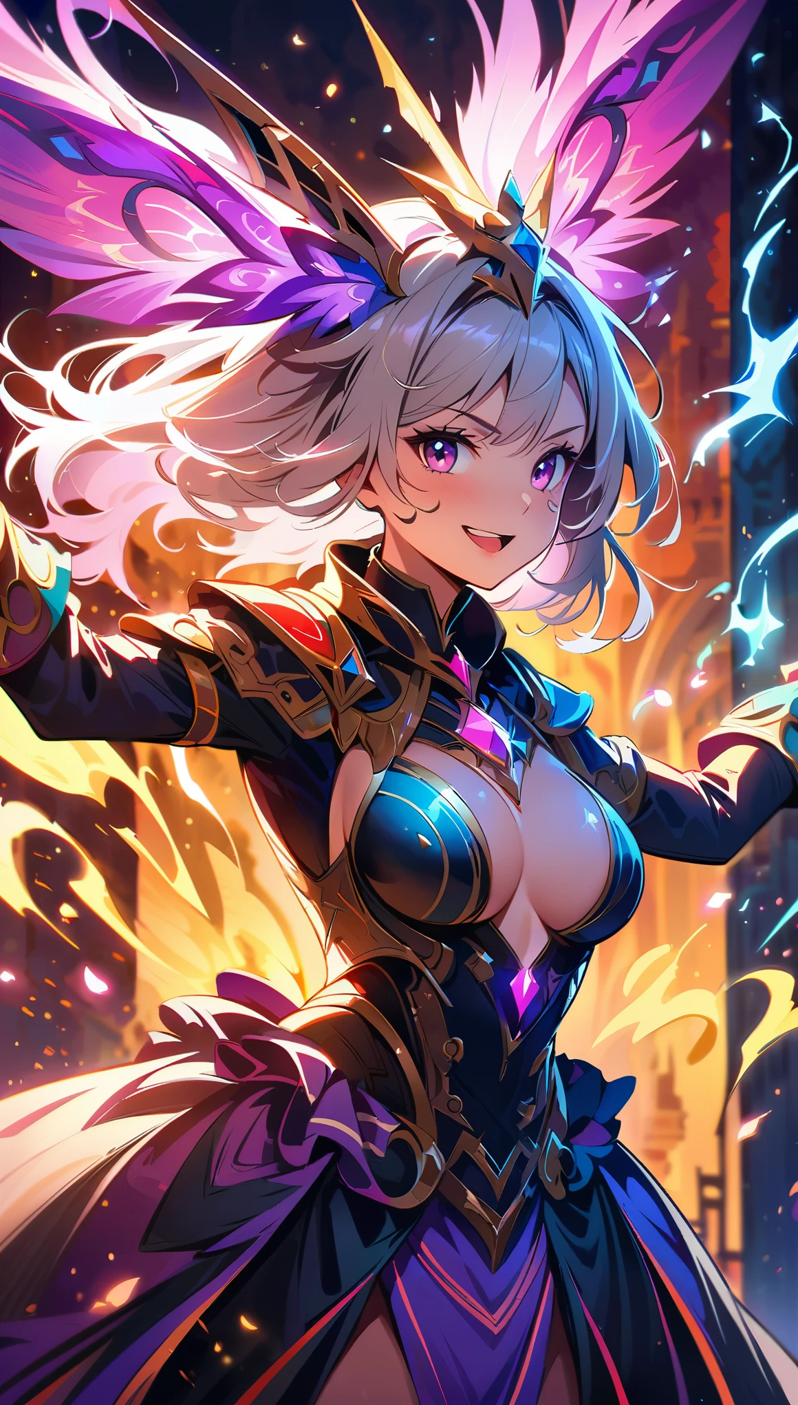 Divine work of Hirakochi on DeviantArt, Launcher tancor, ((Resolution 8K)), ((Perfectly detailed)), aesthetic, bright colors, Energetic movements, fascinating, ((Flawless anatomy: 1.2)), ((dynamic composition)), magical atmosphere, (Fantasy: 1.1), masterful shading and highlights, ((breathtaking character design)), Stunning background, ((Immersive Lighting)), ((Striking contrast)), ((complex costume design)), ((Enchanting facial expression)), ((graceful poses)), ((Impressive depth of field)), artistic brilliance, ((Unrivaled talent)), A true masterpiece.