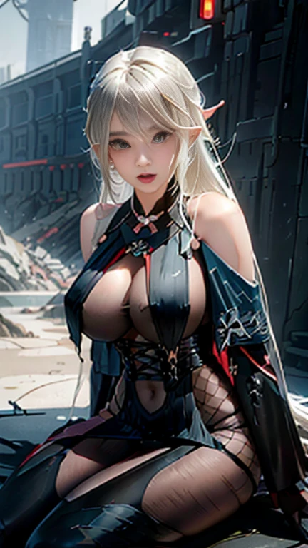 blond haired woman in black lingerie sitting on the beach, tifa lockhart with white hair, anime girl cosplay, from girls frontline, 2 b, 2b, cosplay, anime cosplay, fine details. girls frontline, very sexy outfit, sakimichan, amouranth, sexy look, tifa lockhart, v from devil may cry as an elf, seductive anime girl