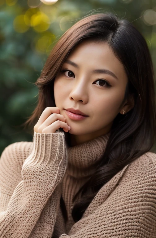 Portrait of a middle-aged Taiwanese woman, 40 years old, cute face, Slim, Tortitz, (big sagging:1.1), huge nipples, wear (Sexy sweater:1.2), Bokeh background, Simple background, (highly refined skin:1.0), (masterpiece:1.2) (lifelike:1.2) (Bokeh) (best quality) (intricate details) (8K) (high dynamic range) (analog film) (canon d5) (movie lighting) (sharp focus),curl，Lying on the grass
