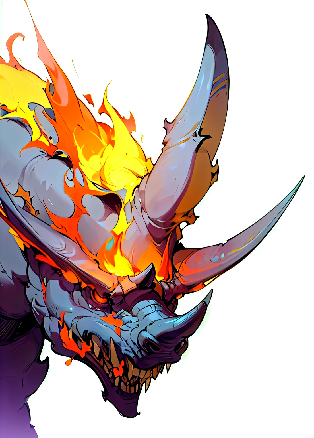 Close up of rhinoceros with fire and flames on its back, Dota 2 concept art, artifact dota2, mysterious concept art, Riot Games Concept Art, fantasy creature concept art, Depicted as game concept art, fantasy concept art, 8k high definition wallpaper jpeg artifact, 8k high definition wallpaper jpeg artifact, Balrog concept art