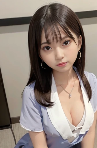highest quality, be familiar with, beautiful, insanely be familiar with, disorganized,
japanese woman,black hair,27 years old,
(thin),
(small breasts highest quality),nsfw,
,bend your body, tired, shiny hair, gray business suit, white skirt,(cleavage:1.5), (downblouse:1.6), earrings, necklace, nail polish, Japanese, at work, cowboy shot, Front view, From above, extreme close up shot