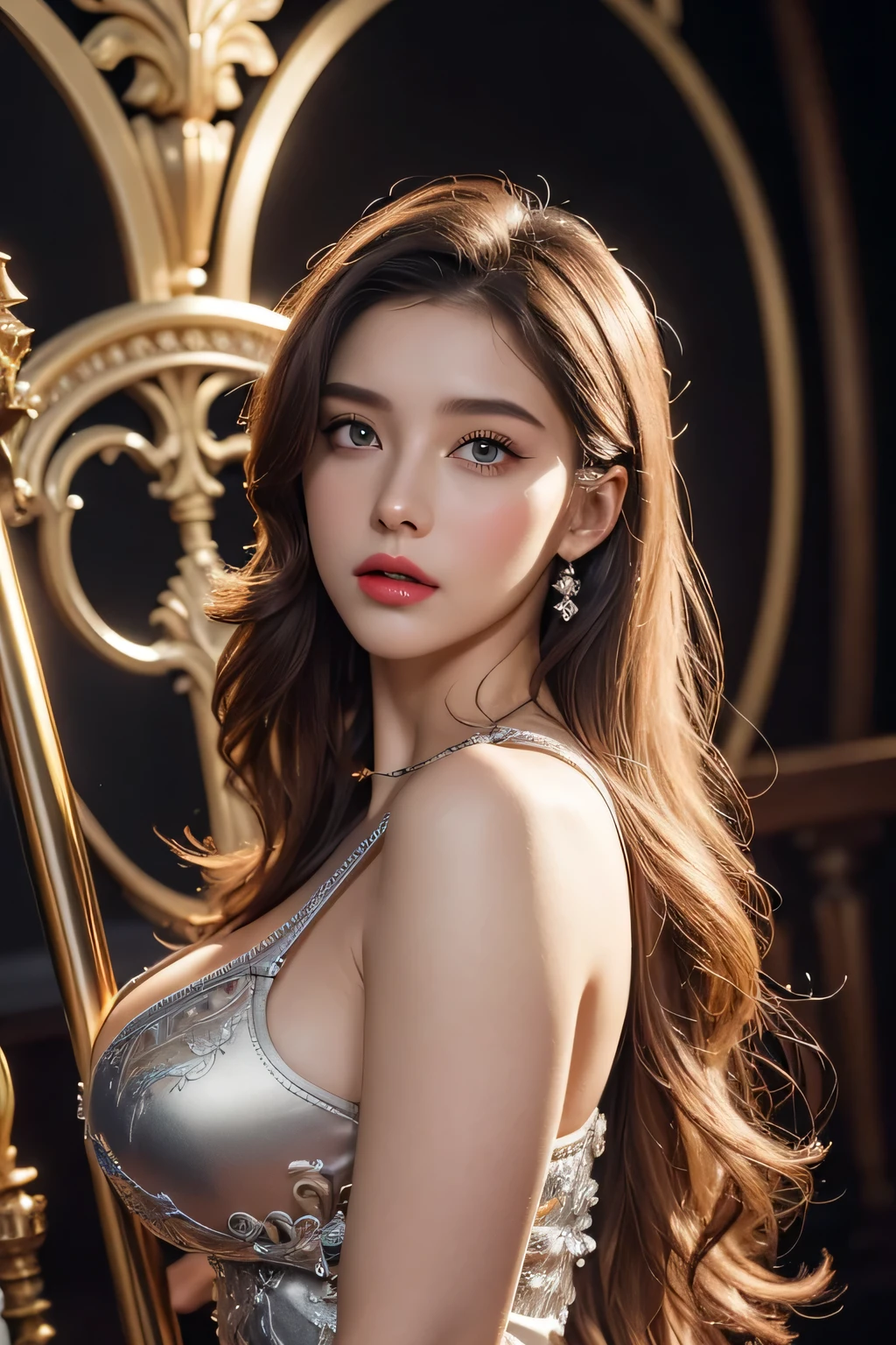 High-quality work,Realistic works,Super premium graphics,8K HD CG works,high quality graphics,High-definition and exquisite CG works,10x pixels,Ultra-fine details:1.1,Advanced technical details:1.1Realistic photo effects,Interior lighting effects:1.5,natural soft light:1.5. Light effect(Virtual light effects:1.8),ultra high resolution,shining dress,sliver long hair,silber hair,transparenthair,high detailed hair(Quality hair details:1.1)Clear eyes,Double eyelids look good,Sharp eye makeup, Create exquisite eyelash makeup, tthin eyebrows, Ultra-detailed eyes,a tall nose, lovely red lips, rosey cheeks, With delicate makeup on her face , pretty face, The face shape is perfectly proportioned,(Advanced facial details:1.1)(1girl huge large breasts,Skeleton mask,Omen of death,With a huge scythe,Huge armor,offcial art,Unity8k wallpapers,ultra detali,Beauty and aesthetics,very best quality,Complicated details,Spiral circular pattern of screaming human and skull faces,Liquid madnesagnetic allure,dark and mystical,In front of the huge portal,The Salvation Army in the background,monsters in the background,Extremely detailed and complex,ultra maximalism,Elite,horryfing,spine-chilling,Ominous,Unforgettable,matte painting,films,cgociety,huge nipple,JamesJean,Brian Flood,(Realism:1.4),ultra detali,Beauty and aesthetics,masterpiece,very best quality,photoreal render,serenidade,,Women's artwork,Dress full body video,Realism,Amazing Cleavage,My eyes are very bright today