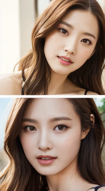 Cherry tree、swimsuit、open chest、I'm not wearing anything inside、whole body、NiziUAYAKA、 4K、1people's women、slender、 Loose wavy styling 、seductive and attractive、Including face and skin texture.,detailed eyes、A soothing expression with a smile