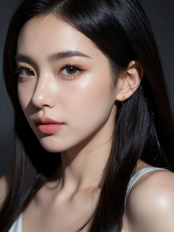 (best quality,4k,8k,highres,masterpiece:1.2),ultra-detailed,(realistic,photorealistic,photo-realistic:1.37),A beauty Asian woman,beautiful detailed eyes,beautiful detailed lips,extremely detailed eyes and face,long eyelashes,smooth and flawless skin,flowing black hair,stylish modern makeup,fashionable clothes,colorful background lights,vibrant colors,soft and warm color tones,natural lighting,portrait,professional photography