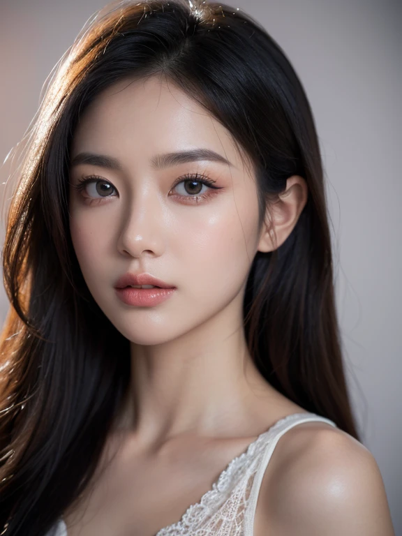 (best quality,4k,8k,highres,masterpiece:1.2),ultra-detailed,(realistic,photorealistic,photo-realistic:1.37),A beauty Asian woman,beautiful detailed eyes,beautiful detailed lips,extremely detailed eyes and face,long eyelashes,smooth and flawless skin,flowing black hair,stylish modern makeup,fashionable clothes,colorful background lights,vibrant colors,soft and warm color tones,natural lighting,portrait,professional photography