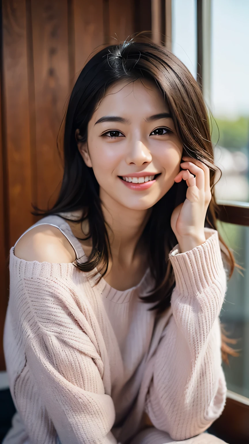 Smiling directly into the lens