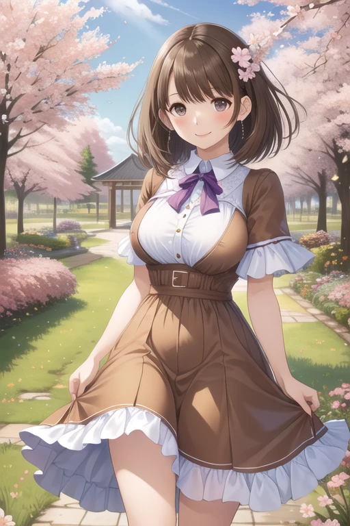 (masterpiece、highest quality、High resolution、realistic pictures、real looking skin:1.1)、
(A woman is squatting with her knees and thighs together.:1.9)、
(A woman's body is mine々facing directly in front of:1.8)、
(glimpse of panties:1.8)、
(she has a grin on her face:1.5)、
(She is wearing a gray-beige sleeveless turtle knit:1.8)、
(She is wearing a brown pleated miniskirt:1.8)、
(She is wearing brown mid-length boots.:1.8)、
(The panties are red and patterned.:1.5)、
(short hair:1.5)、
(small face:1.5)、
(Her breasts are D cup so you can almost see her cleavage.:1.5)、
(The location is a park lined with cherry blossom trees where the wind blows.:1.5)、
1 Japanese girl、solo、full body esbian、beautiful eyes、shining eyes、Shining thighs、NSFW