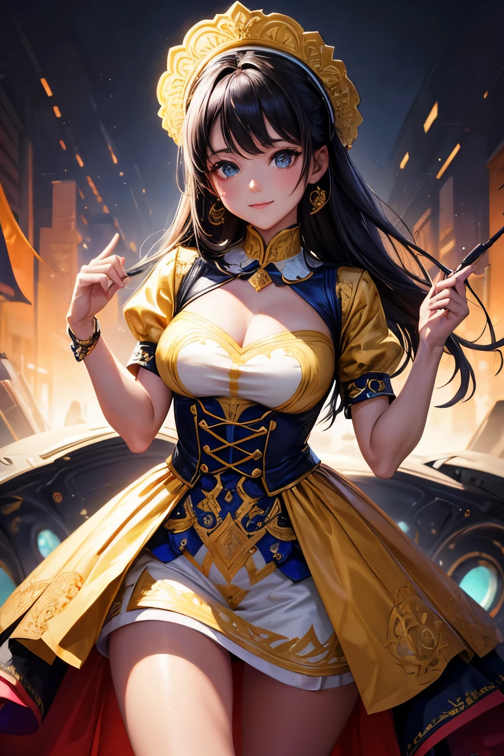 In a stunning display of artistic excellence, this high-resolution image captures a young woman exuding an air of confidence, enhanced by her choice of attire. She stands before a colorful background, her outfit designed with meticulous attention to detail. The top-quality craftsmanship of her printed t-shirt, boasting a unique and captivating design, elevates her personal style to new heights.
Every brushstroke on this ultra-detailed artwork showcases the artist's exceptional talent. The vibrant colors and sharp focus create a visually striking image that seems to leap off the canvas. The lighting, reminiscent of a movie set, casts a captivating glow on the scene, emphasizing the contours of the subject's face and highlighting her radiant smile.
The girl, a shining idol in her own right, ex