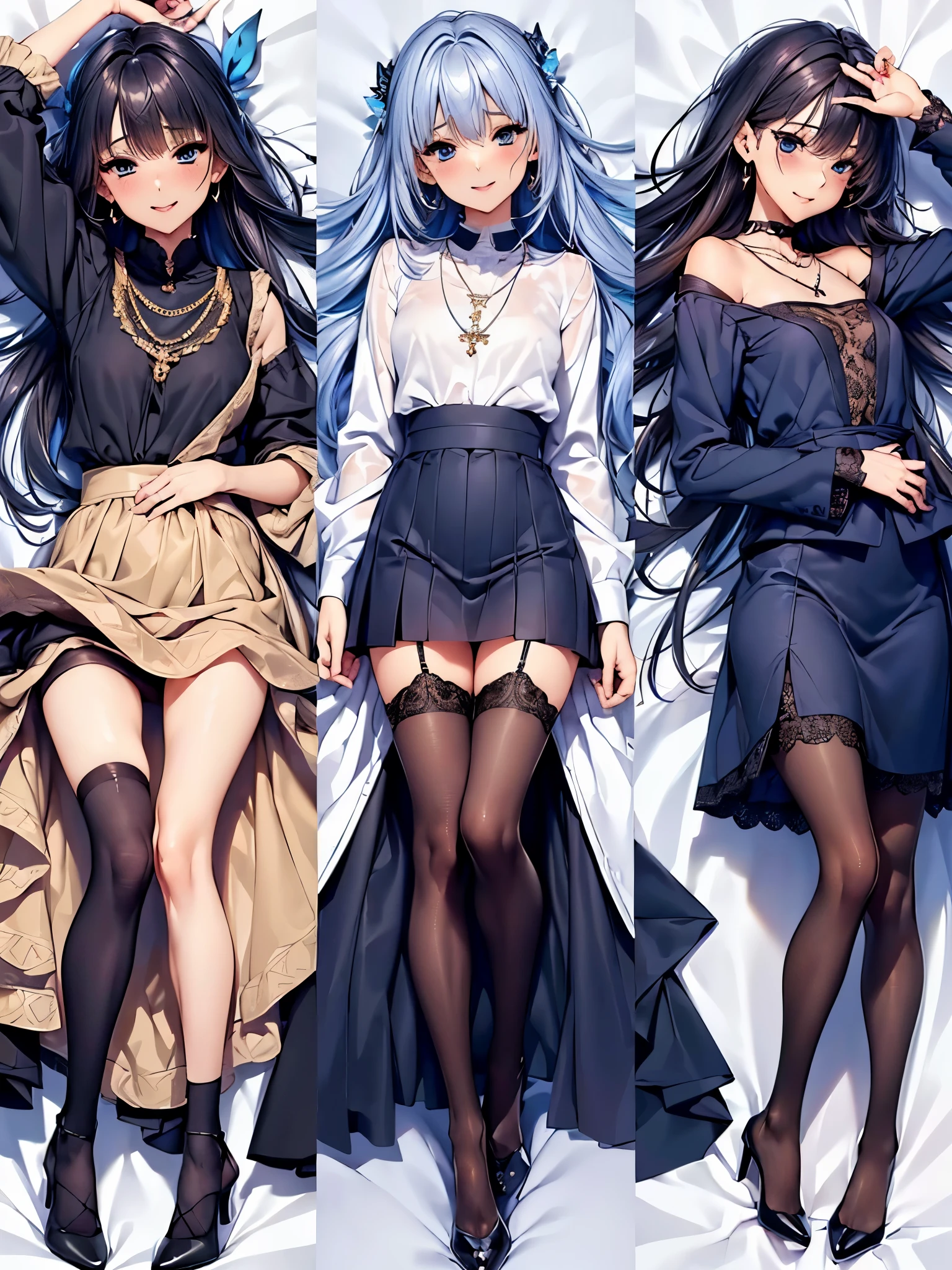 ((Biologically correct number of limbs))、(( from head to toe、Full body photo including face))、4K、((standing position))、masterpiece、((focus on the face))、((Symmetrical facial features))、Eyes with detailed description、Beautiful woman、outstanding style、beautiful arms、beautiful legs、beautiful hands、(small ass、thin thighs)、Detailed depiction of faces、small earrings、necklace、(uniform、skirt、high heels、stockings)、close up of face、morning park、blue eyes、smile、