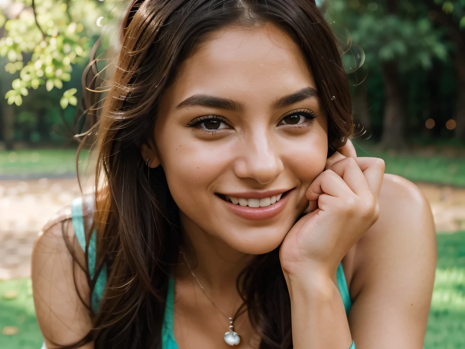 I envisioned a series of photos that encapsulate Sofia's healthy lifestyle and her status as a digital influencer. Each image is carefully crafted to highlight her beauty and sensuality, with settings ranging from parks to Brazilian gyms. Sofia's vibrant personality shines through in each composition, whether she's captured in a spontaneous laugh while practicing yoga or elegantly posed in a park. The intimate moments of her personal life are conveyed through warm, ambient lighting and close-ups that emphasize the sparkle in her eyes and the genuine smiles that resonate with her audience. I hope these images resonate with you and Sofia's followers, portraying her as the epitome of grace and vivacity.